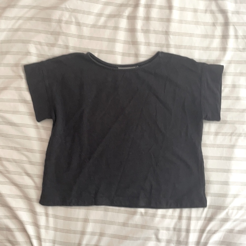 Black Crop Slub Tee